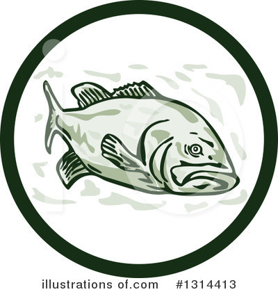 Royalty-Free (RF) Largemouth Bass Clipart Illustration by patrimonio - Stock Sample #1314413