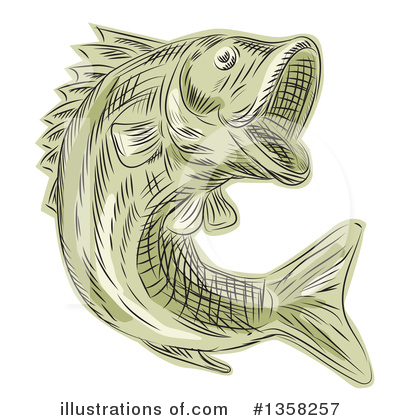 Royalty-Free (RF) Largemouth Bass Clipart Illustration by patrimonio - Stock Sample #1358257