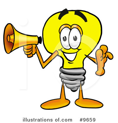 Royalty-Free (RF) Light Bulb Clipart Illustration by Mascot Junction - Stock Sample #9659