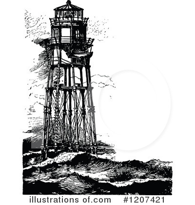 Royalty-Free (RF) Lighthouse Clipart Illustration by Prawny Vintage - Stock Sample #1207421