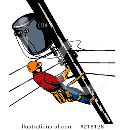 Royalty-Free (RF) Lineman Clipart Illustration by patrimonio - Stock Sample #216128