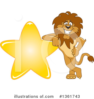 Royalty-Free (RF) Lion School Mascot Clipart Illustration by Mascot Junction - Stock Sample #1361743