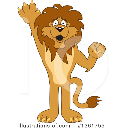 Royalty-Free (RF) Lion School Mascot Clipart Illustration by Mascot Junction - Stock Sample #1361755