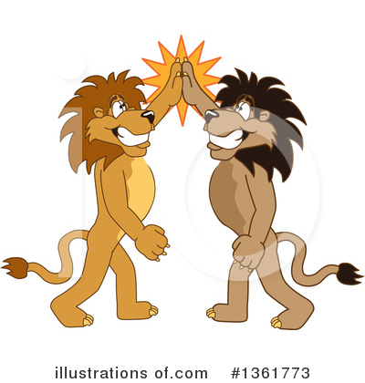 Royalty-Free (RF) Lion School Mascot Clipart Illustration by Mascot Junction - Stock Sample #1361773