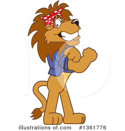Royalty-Free (RF) Lion School Mascot Clipart Illustration by Mascot Junction - Stock Sample #1361776