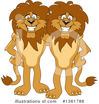 Royalty-Free (RF) Lion School Mascot Clipart Illustration by Mascot Junction - Stock Sample #1361786