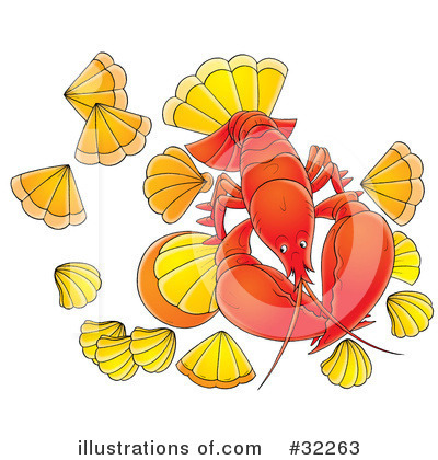 Royalty-Free (RF) Lobster Clipart Illustration by Alex Bannykh - Stock Sample #32263