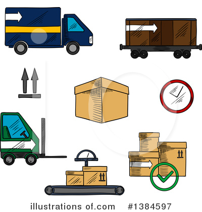 Forklift Clipart #1384597 by Vector Tradition SM