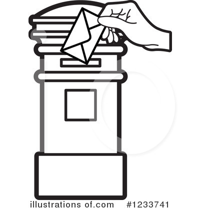 wedding post box black and white clipart