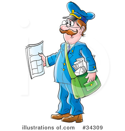 Royalty-Free (RF) Mail Man Clipart Illustration by Alex Bannykh - Stock Sample #34309