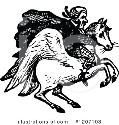 Winged Horse Clipart #1207103 by Prawny Vintage