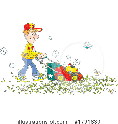 Lawn Mowing Clipart #1791830 by Alex Bannykh