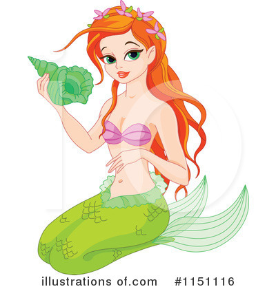 Royalty-Free (RF) Mermaid Clipart Illustration by Pushkin - Stock Sample #1151116