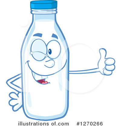 Royalty-Free (RF) Milk Bottle Character Clipart Illustration by Hit Toon - Stock Sample #1270266