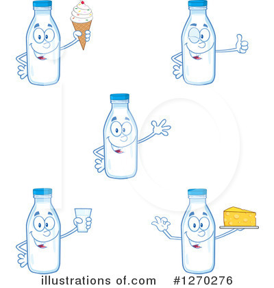 Royalty-Free (RF) Milk Bottle Character Clipart Illustration by Hit Toon - Stock Sample #1270276