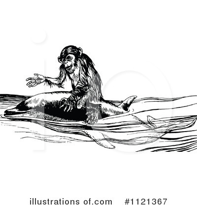 Royalty-Free (RF) Monkey Clipart Illustration by Prawny Vintage - Stock Sample #1121367