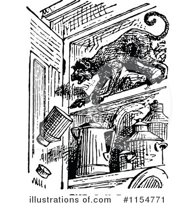 Royalty-Free (RF) Monkey Clipart Illustration by Prawny Vintage - Stock Sample #1154771