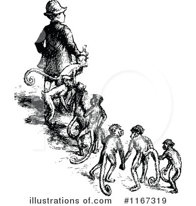 Royalty-Free (RF) Monkey Clipart Illustration by Prawny Vintage - Stock Sample #1167319
