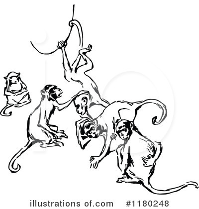Royalty-Free (RF) Monkey Clipart Illustration by Prawny Vintage - Stock Sample #1180248