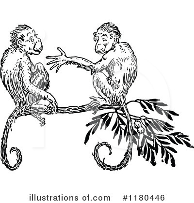 Royalty-Free (RF) Monkey Clipart Illustration by Prawny Vintage - Stock Sample #1180446