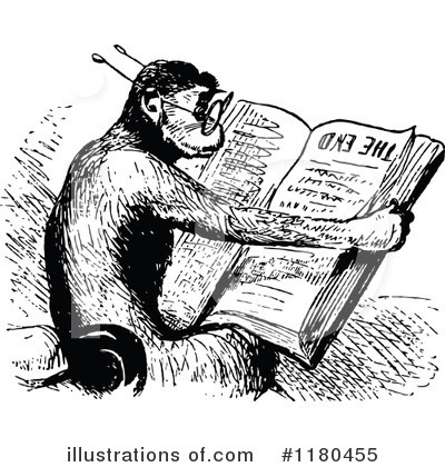 Royalty-Free (RF) Monkey Clipart Illustration by Prawny Vintage - Stock Sample #1180455