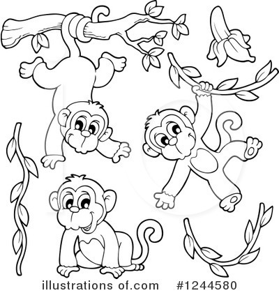 Royalty-Free (RF) Monkey Clipart Illustration by visekart - Stock Sample #1244580