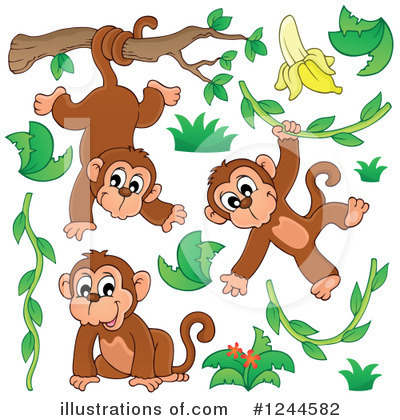 Royalty-Free (RF) Monkey Clipart Illustration by visekart - Stock Sample #1244582