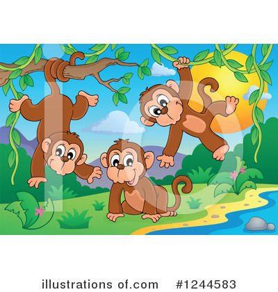 Royalty-Free (RF) Monkey Clipart Illustration by visekart - Stock Sample #1244583