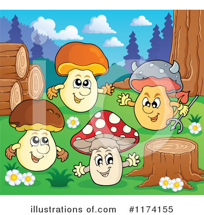 Royalty-Free (RF) Mushroom Clipart Illustration by visekart - Stock Sample #1174155