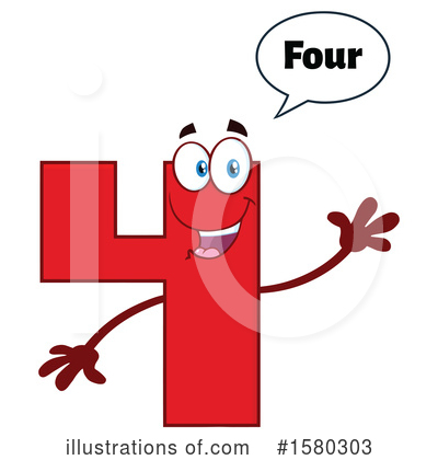 Royalty-Free (RF) Number Four Clipart Illustration by Hit Toon - Stock Sample #1580303