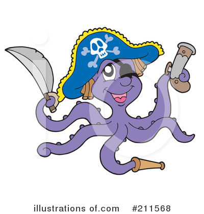 Royalty-Free (RF) Octopus Clipart Illustration by visekart - Stock Sample #211568