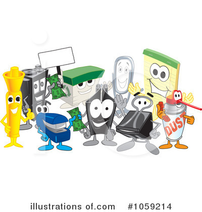 Royalty-Free (RF) Office Supplies Clipart Illustration by Mascot Junction - Stock Sample #1059214