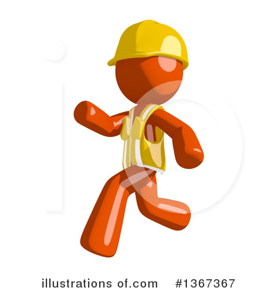 Royalty-Free (RF) Orange Construction Worker Clipart Illustration by Leo Blanchette - Stock Sample #1367367
