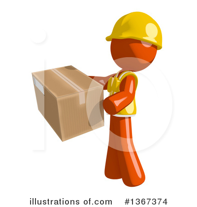 Royalty-Free (RF) Orange Construction Worker Clipart Illustration by Leo Blanchette - Stock Sample #1367374