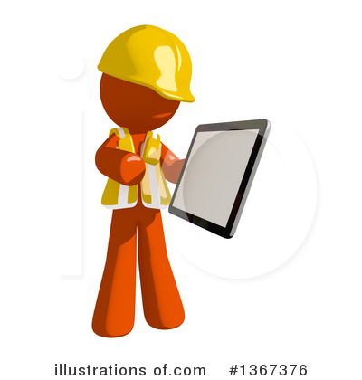 Royalty-Free (RF) Orange Construction Worker Clipart Illustration by Leo Blanchette - Stock Sample #1367376