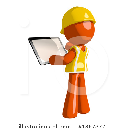 Royalty-Free (RF) Orange Construction Worker Clipart Illustration by Leo Blanchette - Stock Sample #1367377