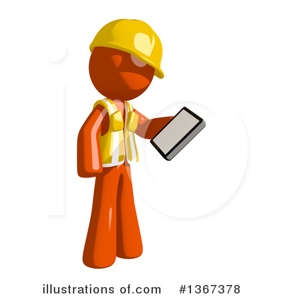 Royalty-Free (RF) Orange Construction Worker Clipart Illustration by Leo Blanchette - Stock Sample #1367378