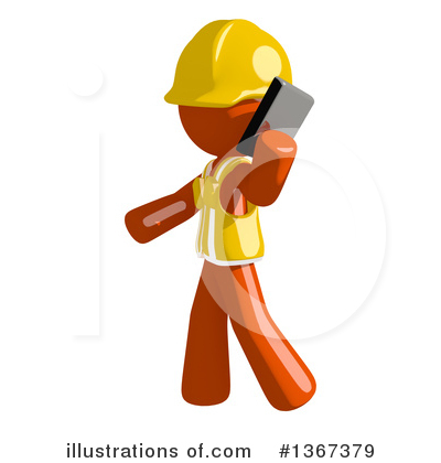 Royalty-Free (RF) Orange Construction Worker Clipart Illustration by Leo Blanchette - Stock Sample #1367379