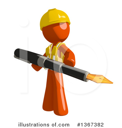 Royalty-Free (RF) Orange Construction Worker Clipart Illustration by Leo Blanchette - Stock Sample #1367382