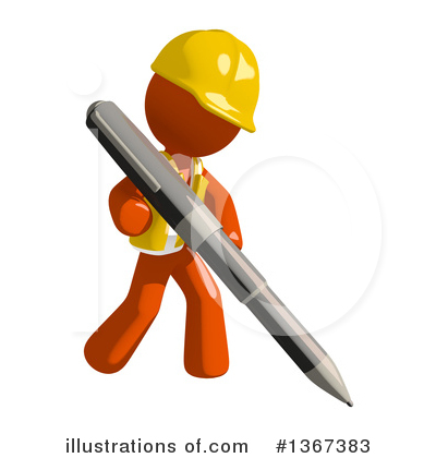 Royalty-Free (RF) Orange Construction Worker Clipart Illustration by Leo Blanchette - Stock Sample #1367383