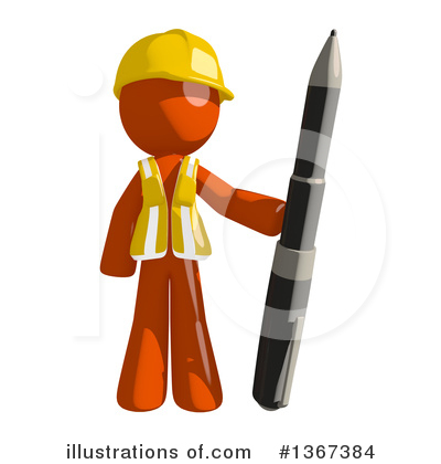 Royalty-Free (RF) Orange Construction Worker Clipart Illustration by Leo Blanchette - Stock Sample #1367384