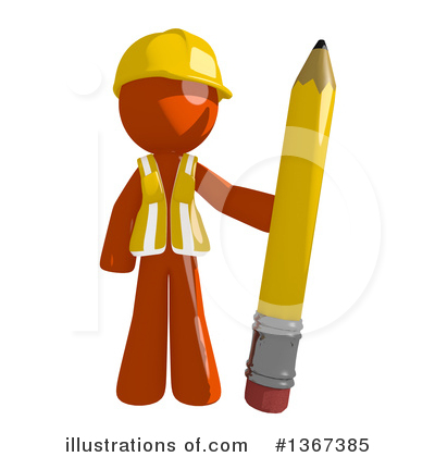 Royalty-Free (RF) Orange Construction Worker Clipart Illustration by Leo Blanchette - Stock Sample #1367385