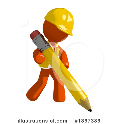Royalty-Free (RF) Orange Construction Worker Clipart Illustration by Leo Blanchette - Stock Sample #1367386