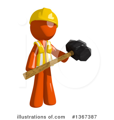 Royalty-Free (RF) Orange Construction Worker Clipart Illustration by Leo Blanchette - Stock Sample #1367387