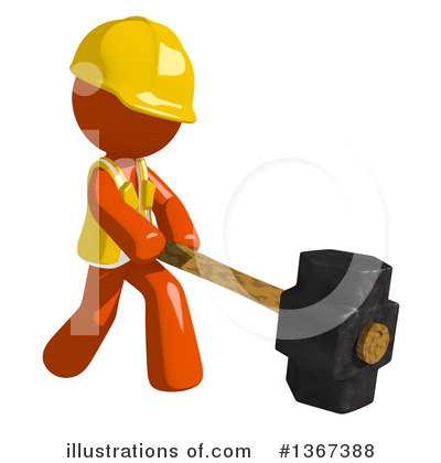 Orange Construction Worker Clipart #1367388 by Leo Blanchette