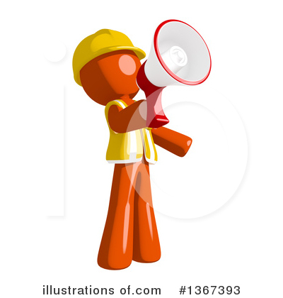 Royalty-Free (RF) Orange Construction Worker Clipart Illustration by Leo Blanchette - Stock Sample #1367393