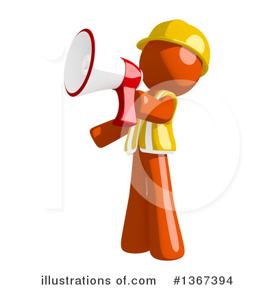 Royalty-Free (RF) Orange Construction Worker Clipart Illustration by Leo Blanchette - Stock Sample #1367394