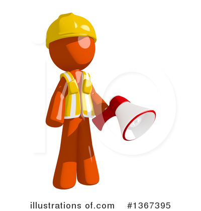 Royalty-Free (RF) Orange Construction Worker Clipart Illustration by Leo Blanchette - Stock Sample #1367395