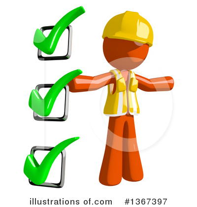 Royalty-Free (RF) Orange Construction Worker Clipart Illustration by Leo Blanchette - Stock Sample #1367397