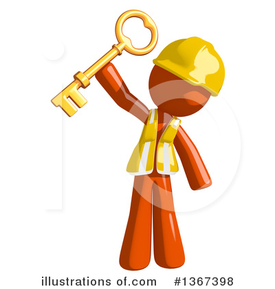 Royalty-Free (RF) Orange Construction Worker Clipart Illustration by Leo Blanchette - Stock Sample #1367398